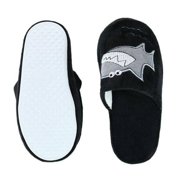 CTM Boy's Slide House Slippers with Shark Detail - Picture 3 of 3